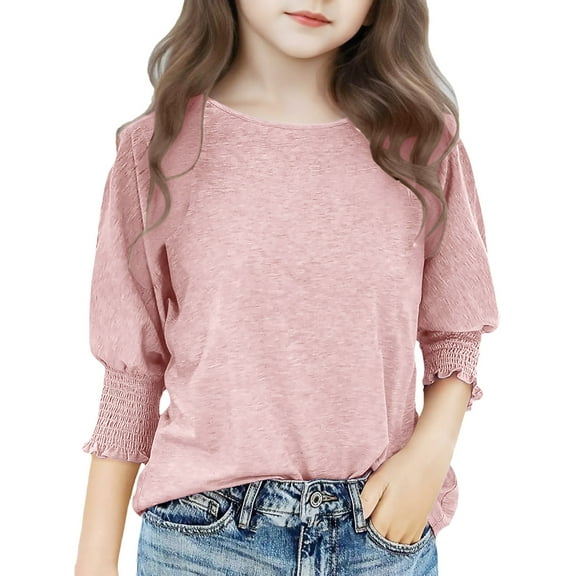 Child Clothes for Girls RD1 Short Sleeve Shirts for Girls Crewneck Summer Clothes for Teens 9-10 Years Clothes for Girls