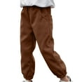 thumbnail image 1 of Child Corduroy Joggers Pants Boys Girls Loose Casual Fall Winter Pants Elastic Waist Baggy Sweatpants with Pockets Girls Baggy Trousers Coffee 5-6Y, 1 of 7