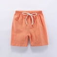 thumbnail image 1 of Child Cotton Linen Shorts,Toddlers Boys Girls Lightweight Drawstring Short Pants, Kids Bermuda Linen Shorts with Pockets Orange 5-6Y, 1 of 4