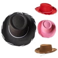 thumbnail image 1 of Child Cowboy Hat Felt Western Cowgirl Hat with Neck Drawstring for Kids Cowboy Costume Accessory, 1 of 5