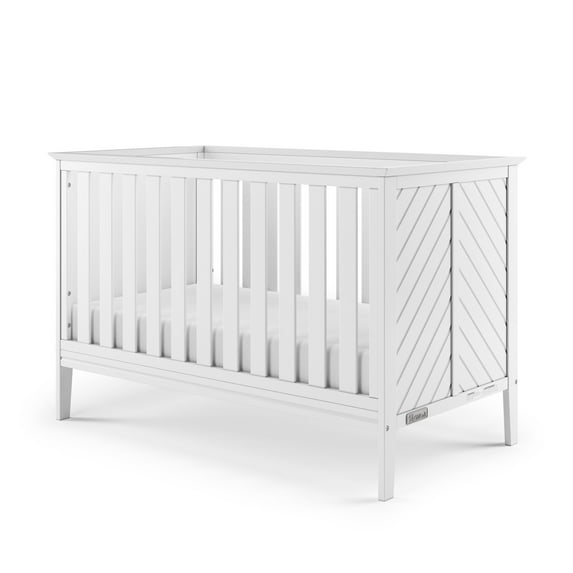 Child Craft Atwood 3-in-1 Convertible Crib, Chevron Panel Design, 3 Mattress Heights, Matte White