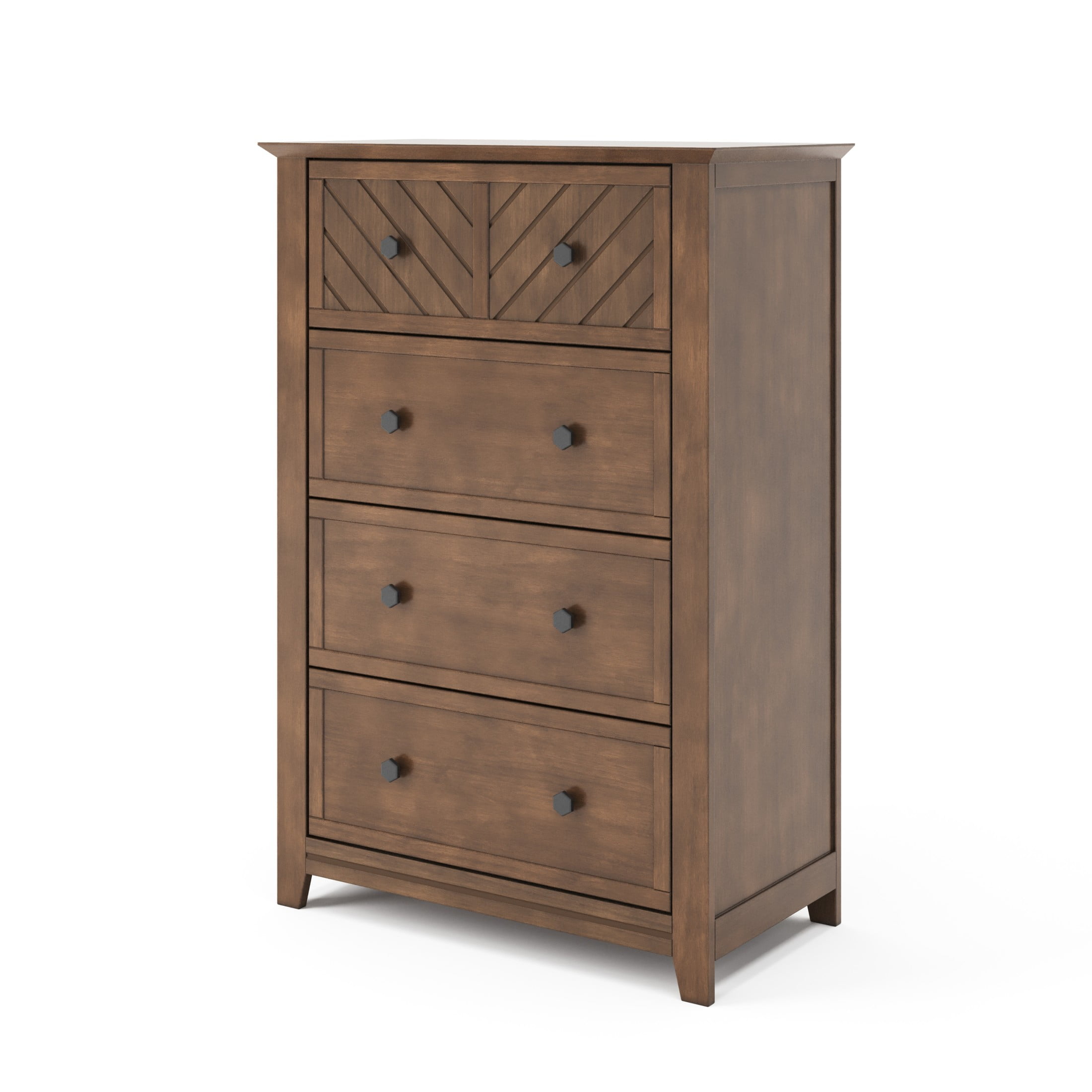 Atwood Modern Chevron 4-Drawer Nursery Chest in Cocoa Bean