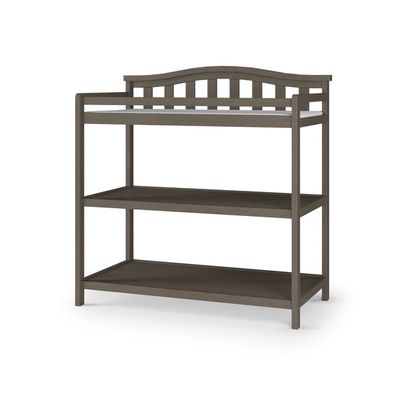 HALO Arch Top Changing Table with Pad & Safety Strap, 2 Storage Shelves, Anti-Tip Kit, Dapper Gray