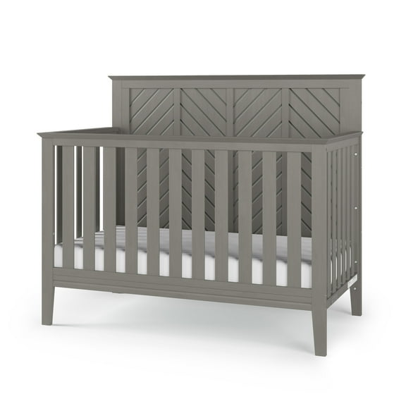 Child Craft Atwood 4-in-1 Convertible Crib, Chevron Panel Design, 3 Mattress Heights, Lunar Gray