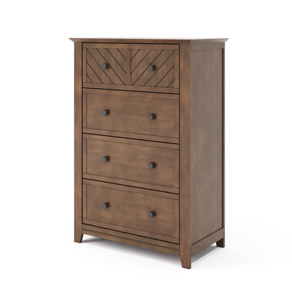 Child Craft Atwood 42" Interlocking 4-Drawer Chest for Nursery or Bedroom, Chevron Design, Anti-Tip Kit, Cocoa Bean Brown