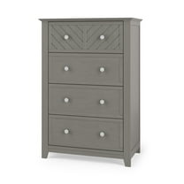 Child Craft Atwood 42" Interlocking 4-Drawer Chest for Nursery or Bedroom, Chevron Design, Anti-Tip Kit, Lunar Gray