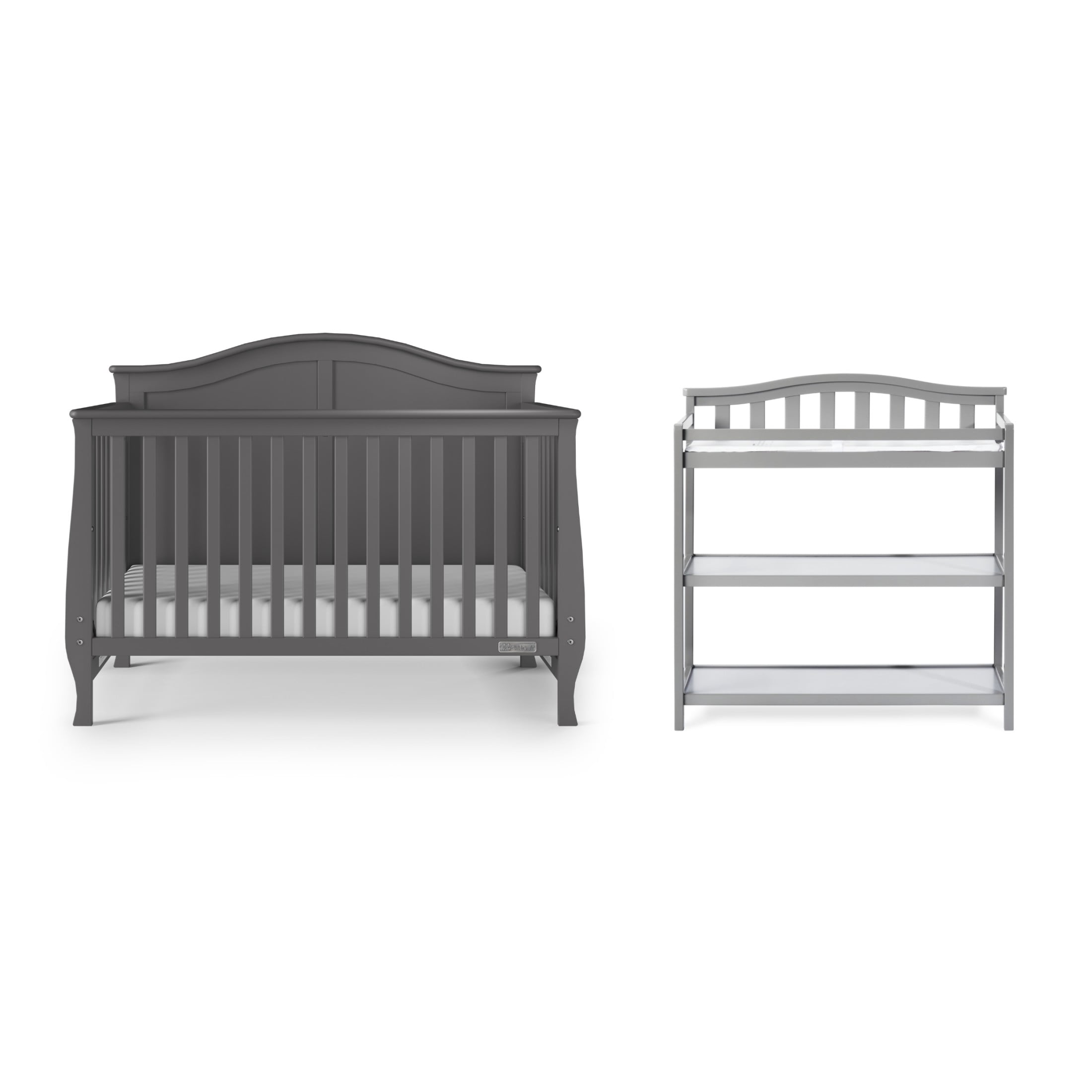 Child Craft Camden Crib and Changing Table Nursery Set, 4-in-1 Convertible Design, Cool Gray, 2-Piece