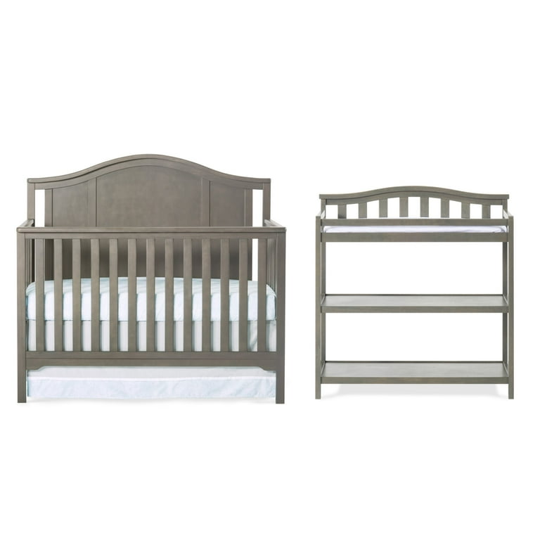 Child Craft Cottage Arch Top Crib and Changing Table Nursery Set 2 Piece Includes 4 in 1 Convertible Crib and Changing Table Grows with Your Baby Dapper Gray Walmart