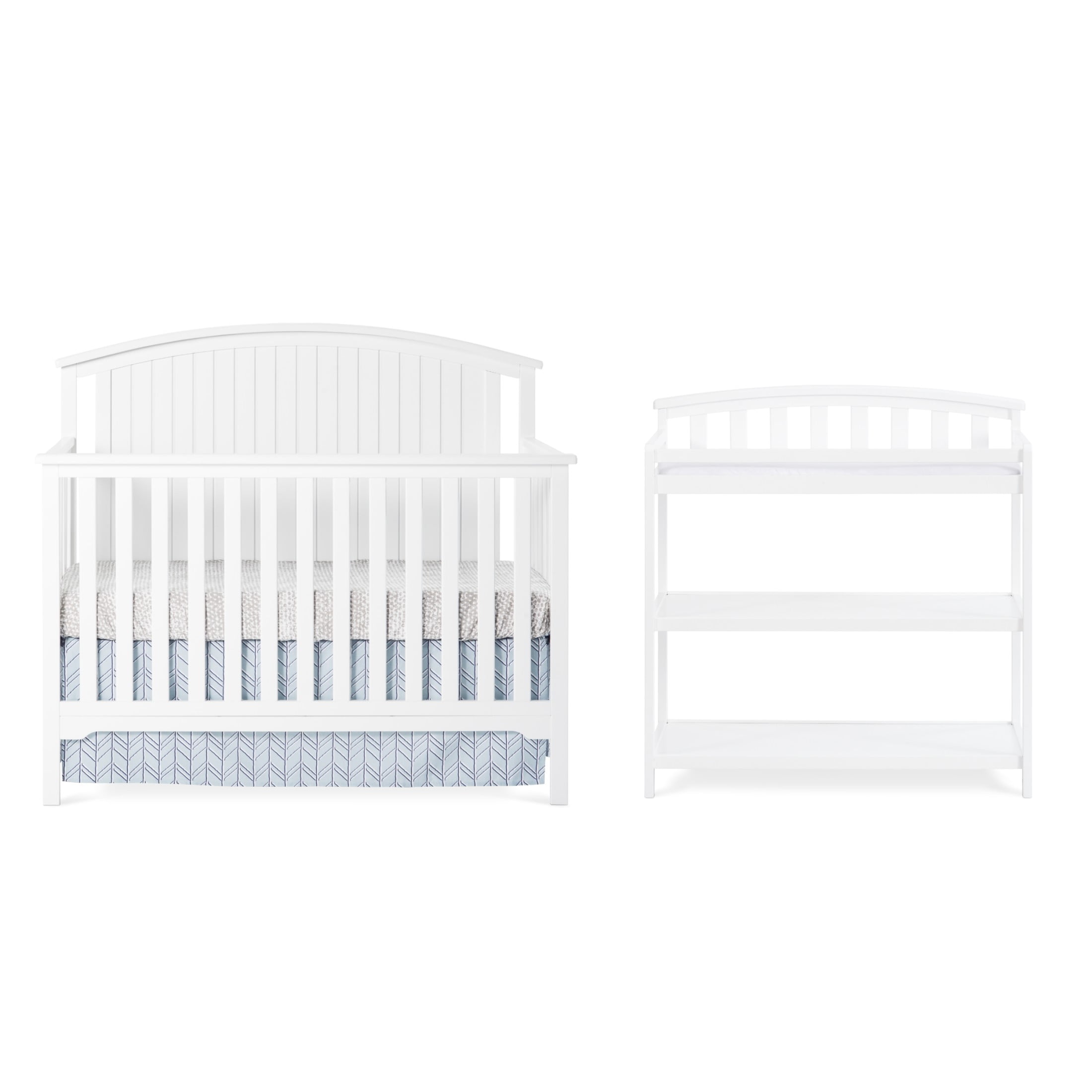 Child Craft Cottage Curve Top Crib and Changing Table Nursery Set 2 Piece Includes 4 in 1 Convertible Crib and Changing Table Grows with Your Baby