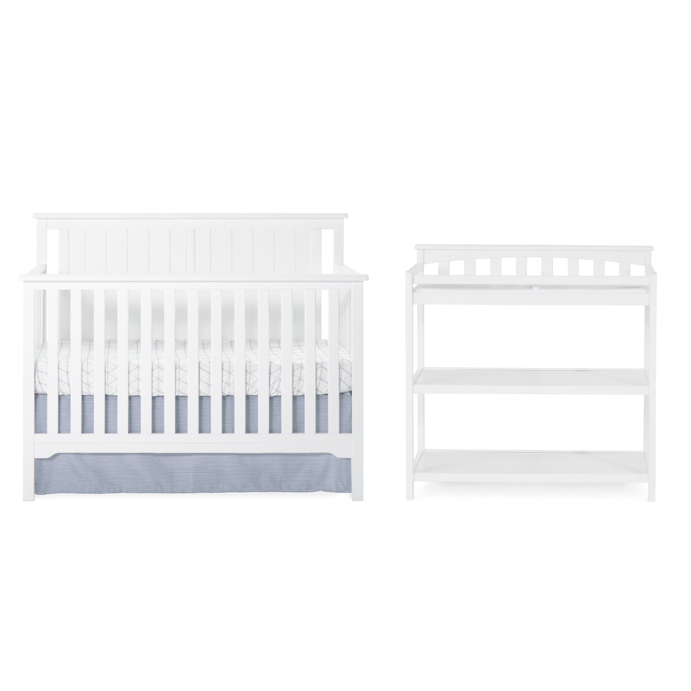 Child Craft Cottage Flat Top Crib and Changing Table Nursery Set 2 Piece Includes 4 in 1 Convertible Crib and Changing Table Grows with Your Baby