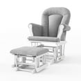 thumbnail image 1 of Child Craft Cozy Glider Rocker with Ottoman, Smooth Motion, Matte White Frame, Light Gray Cushion, 1 of 11