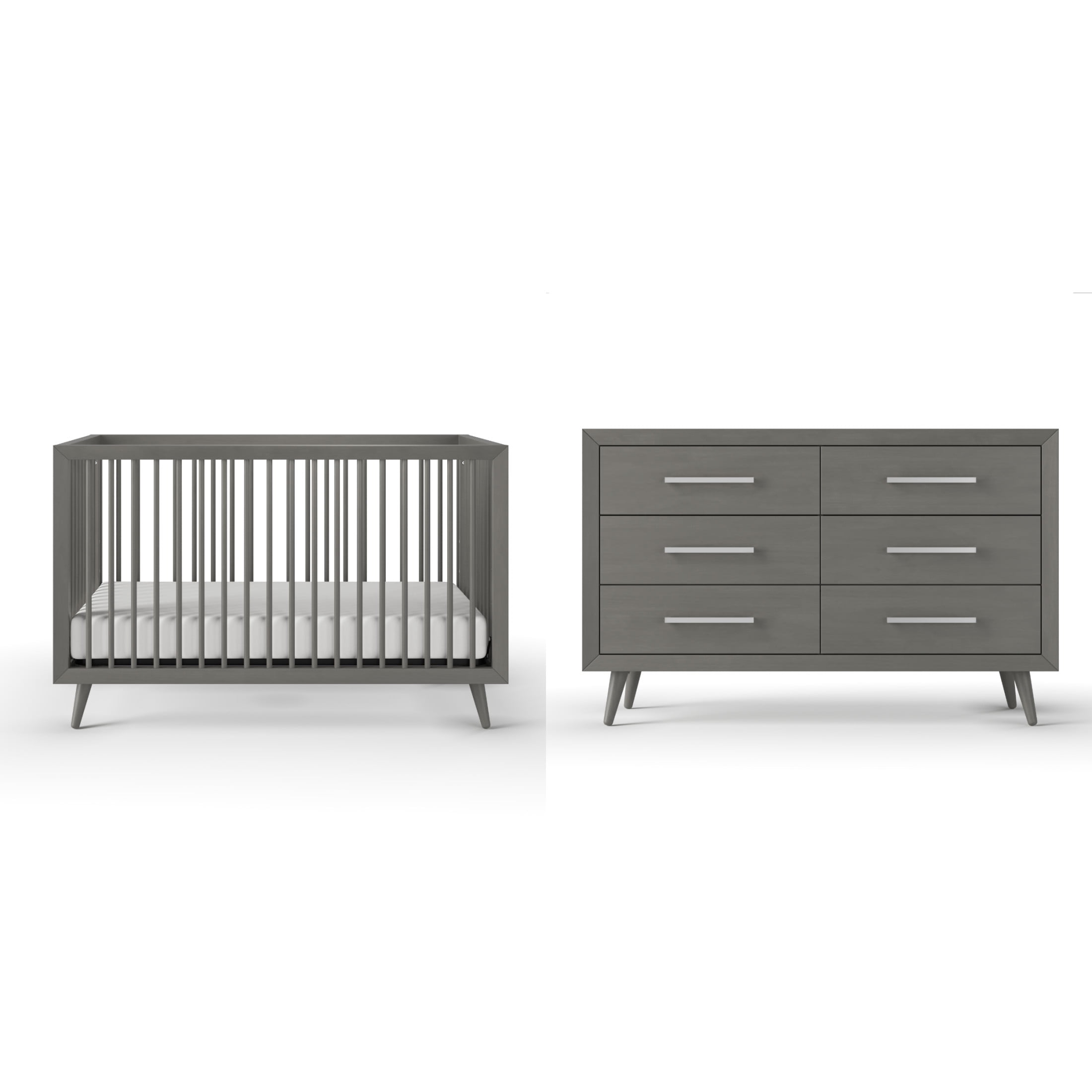 Child Craft Cranbrook Crib and Dresser Nursery Set, 4-in-1 Convertible Crib with 6-Drawer Dresser, Lunar Gray, 2-Piece