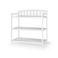 thumbnail image 1 of Child Craft Curve Top Changing Table with Pad & Strap, 2 Storage Shelves, Anti-Tip Kit, Matte White, 1 of 8