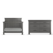 Grey baby crib and dresser 2025