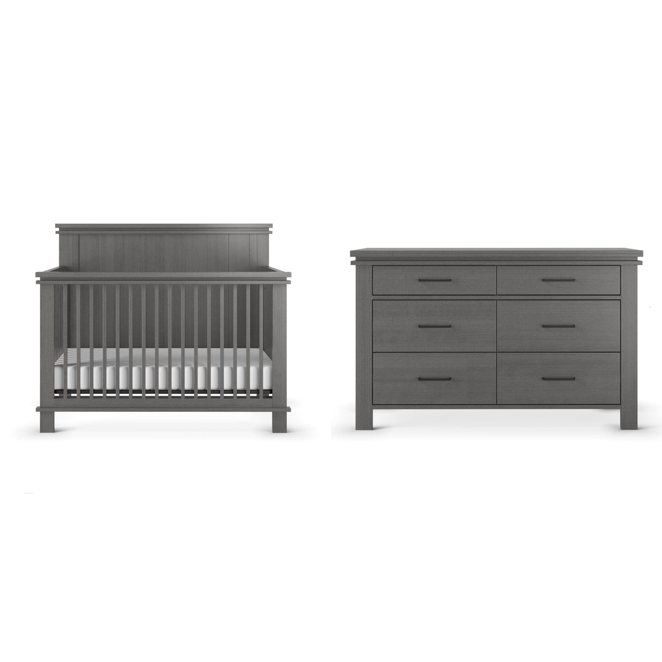Child Craft Denman Crib and Dresser Nursery Set, 4-in-1 Convertible Crib with Dresser, Midnight Gray, 2-Piece