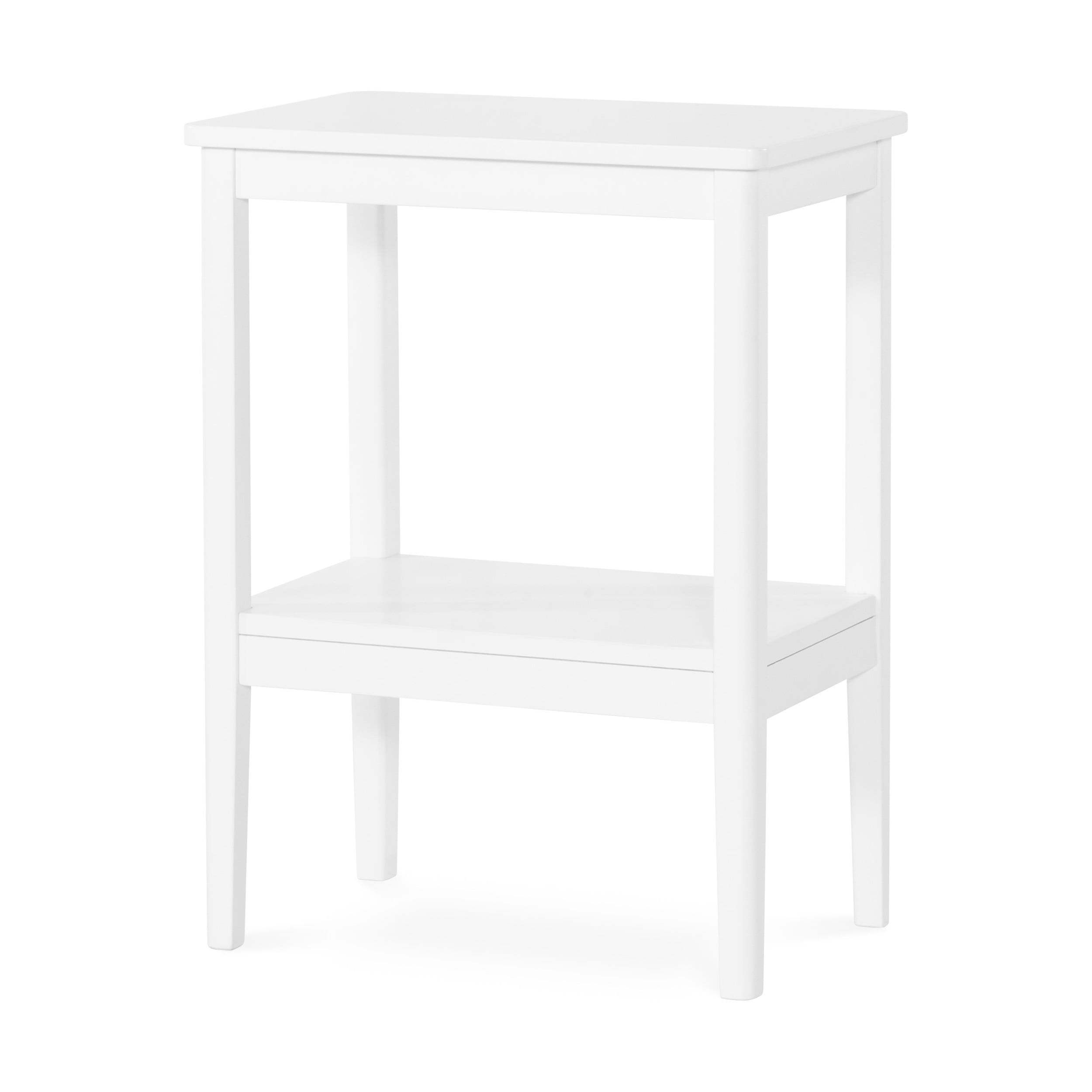 Child Craft Folio Rectangular Wood End Table with Shelf for Nursery or Bedroom, Includes 2 Rectangular Tabletops and 4 Tapered Legs, Made of Sturdy Pinewood, Baby Safe Finish (Matte White)