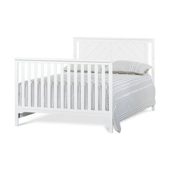 Child Craft Full-Size Bed Rail Conversion Kit, Converts 4-in-1 Crib to Bed, Pine Wood, Matte White