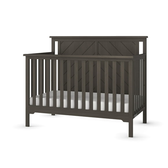 Child Craft Hampton 4-in-1 Convertible Crib, Flat Top Panel Design, 3 Mattress Heights, Dapper Gray