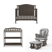 Child Craft Hampton Crib, Changing Table and Glider Nursery Set, 4-in-1 Convertible, Dapper Gray, 3-Piece
