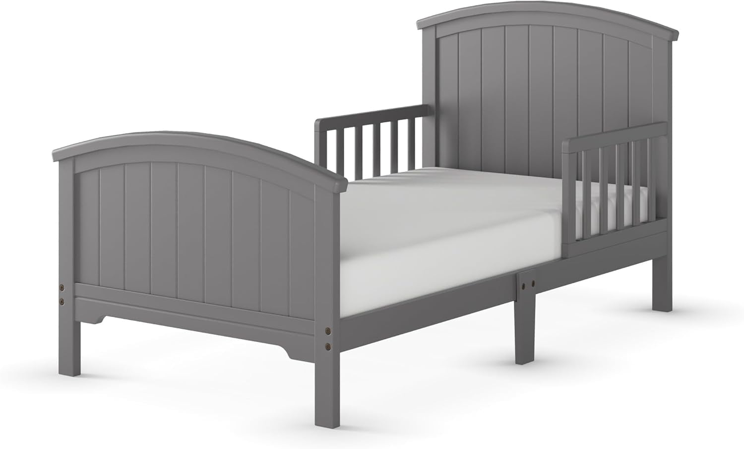 Child Craft Hampton Arch Top Toddler Bed for Kids with Guard Rails, Low to Ground Design, Made of Pinewood, Featuring Clean Lines to Match Any Décor (Cool Gray)