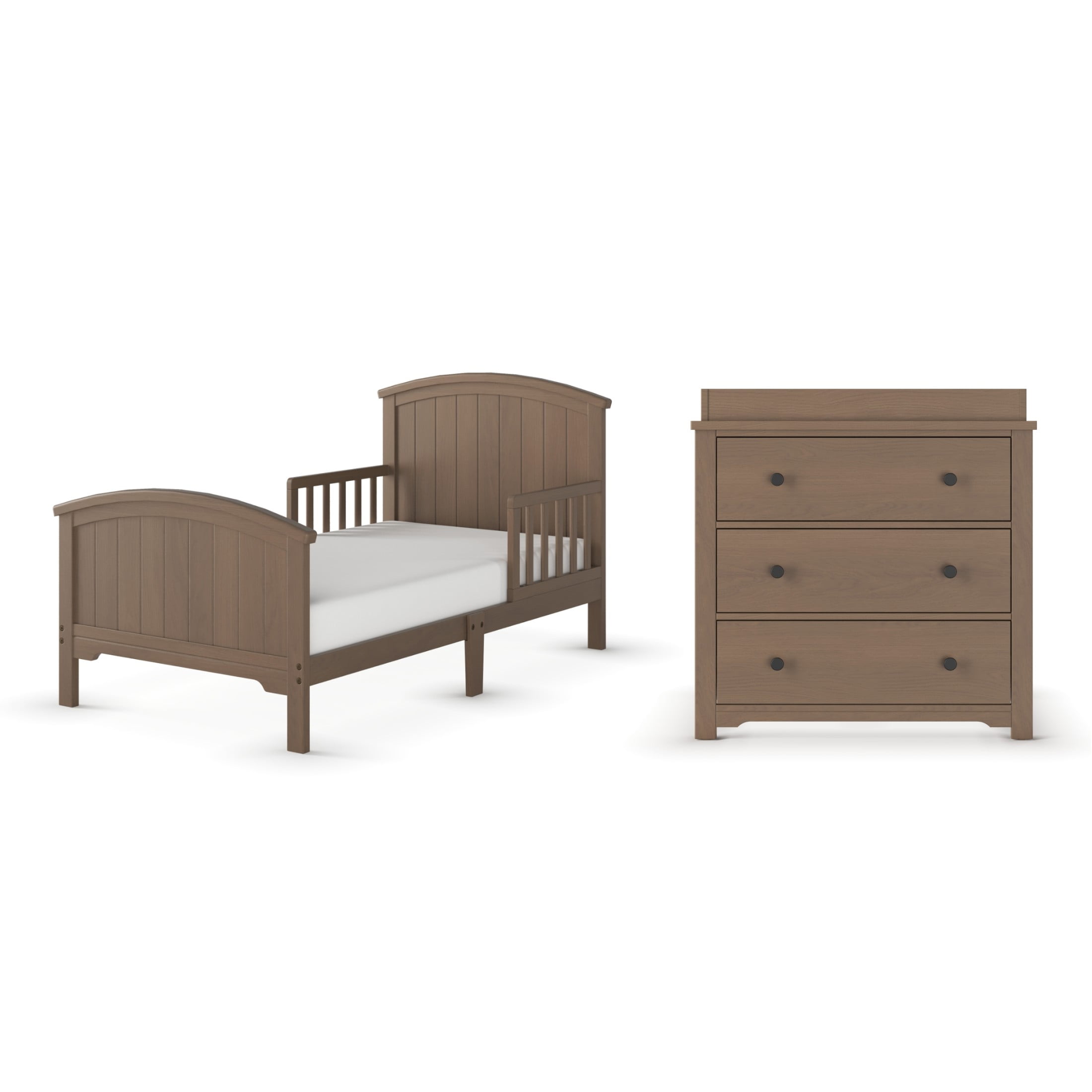 Child Craft Hampton Toddler Bed and Dresser Bedroom Set, Pine Wood Construction, Dusty Heather, 2-Piece