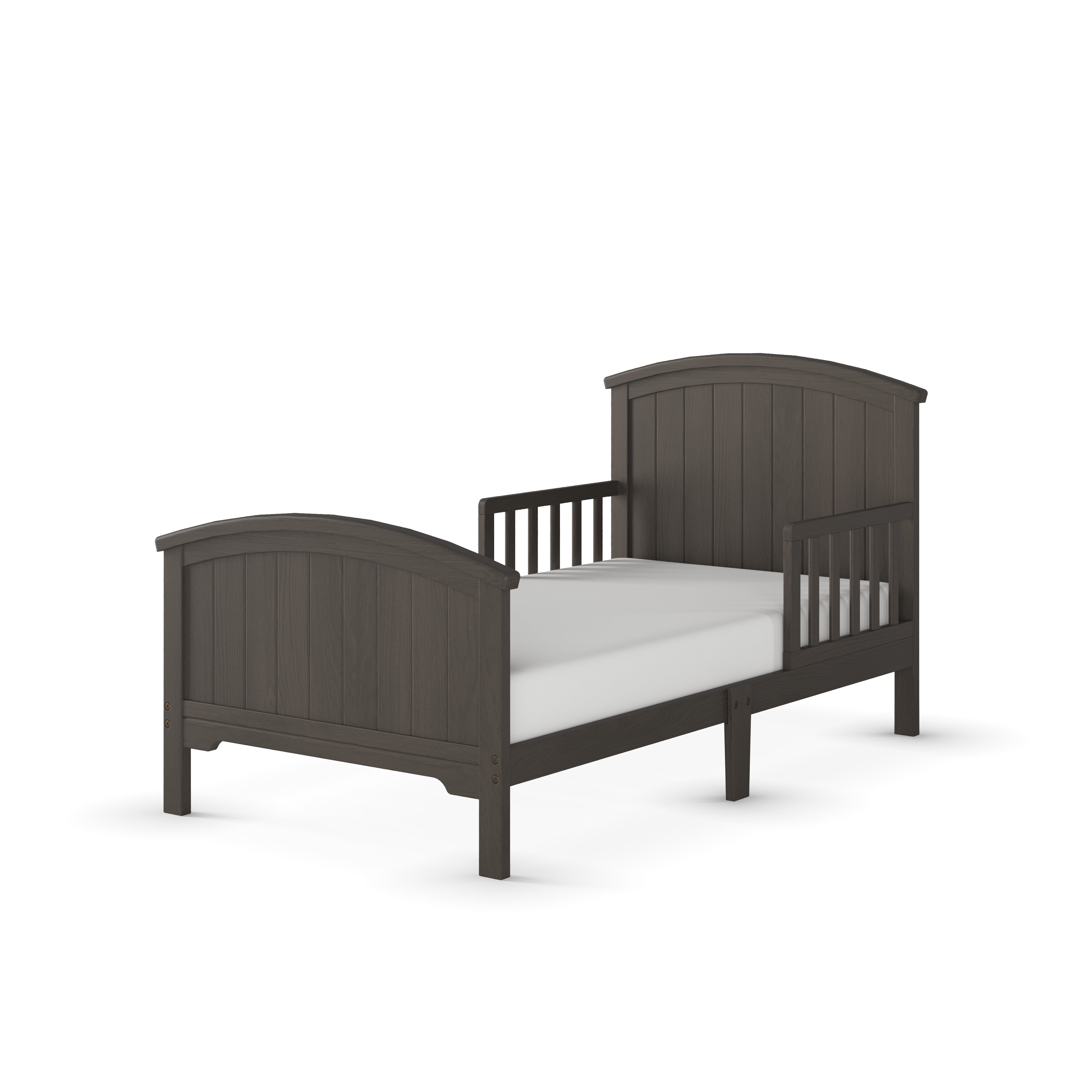 Child Craft Hampton Toddler Bed with Guard Rails, Arch Top, Low to Ground, Pine Wood, Dapper Gray