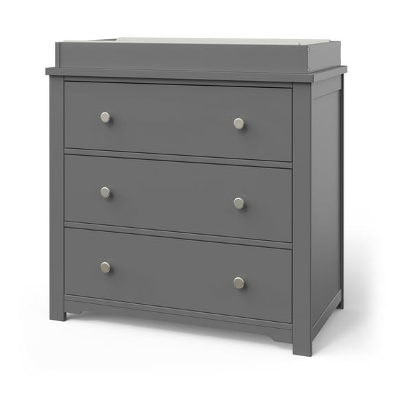 Child Craft Harmony 3 Drawer Dresser with Removable Changing Table Topper for Nursery or Bedroom, Plenty of Storage, Anti-Tip Kit Included to Prevent Tipping, Non-Toxic, Baby Safe Finish (Cool Gray)