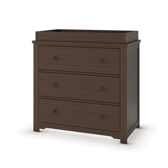 Child Craft Harmony 38" Interlocking 3-Drawer Dresser with Changing Table Topper, Anti-Tip Kit, Brushed Truffle