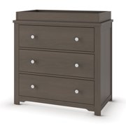 Child Craft Harmony 38" Interlocking 3-Drawer Dresser with Changing Table Topper, Anti-Tip Kit, Dapper Gray