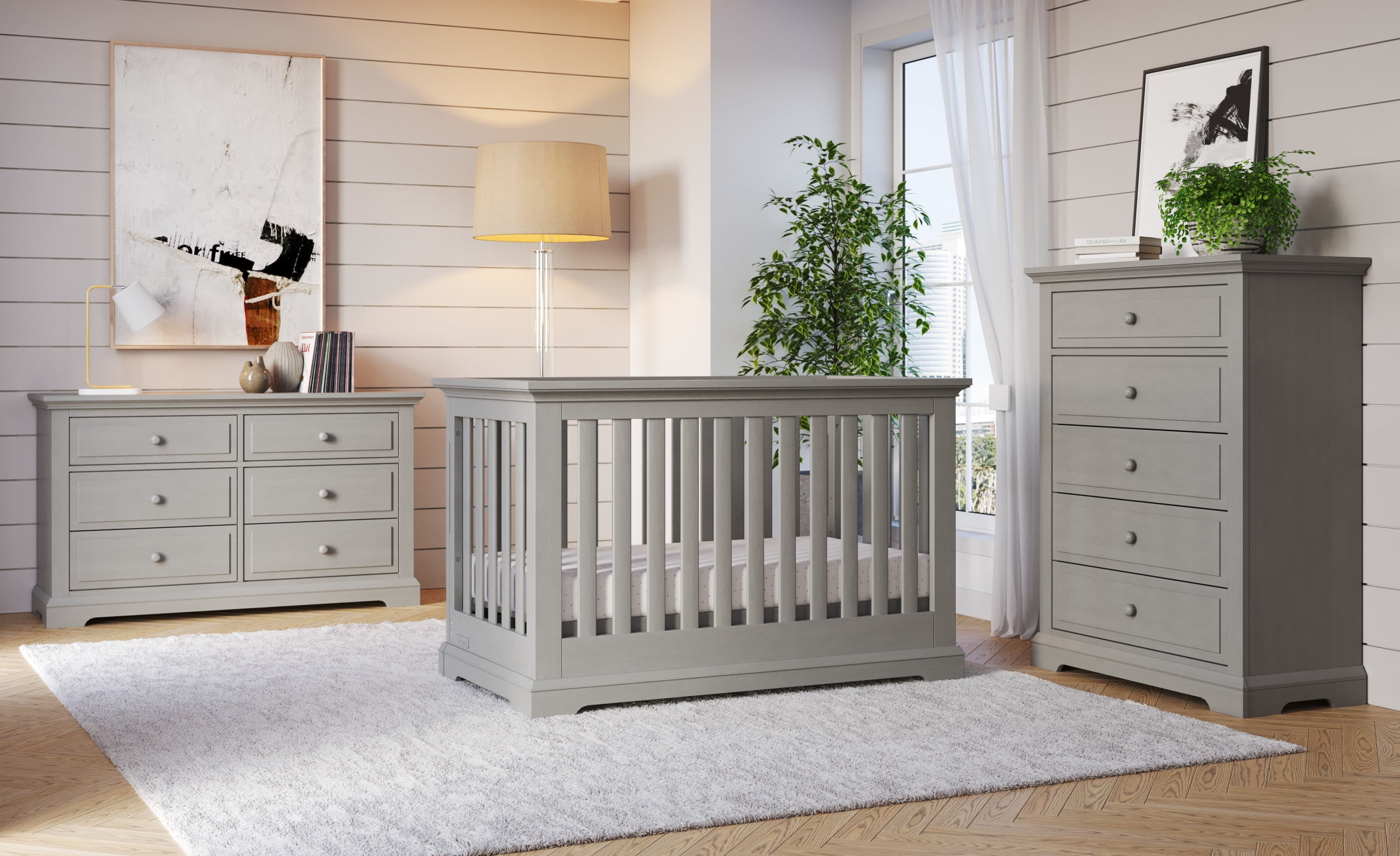 Child Craft Jordyn Euro Crib Nursery Set, 4Piece, Includes 4in1 Convertible Crib, Double