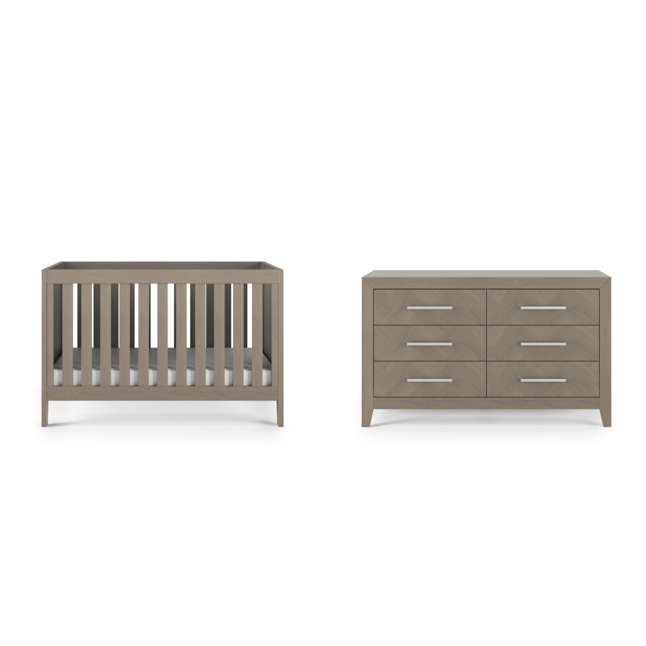 Child Craft Kieran Crib and Dresser Nursery Set, 3-in-1 Convertible Crib with 6-Drawer Dresser, Crescent Gray, 2-Piece