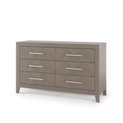 Child Craft Kieran 55 Interlocking 6-Drawer Double Dresser for Nursery or Bedroom, Anti-Tip Kit, Herringbone, Crescent Gray