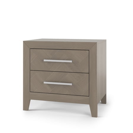 Child Craft Kieran 2-Drawer Nightstand with Metal Pulls, Pine Wood Construction, Crescent Gray