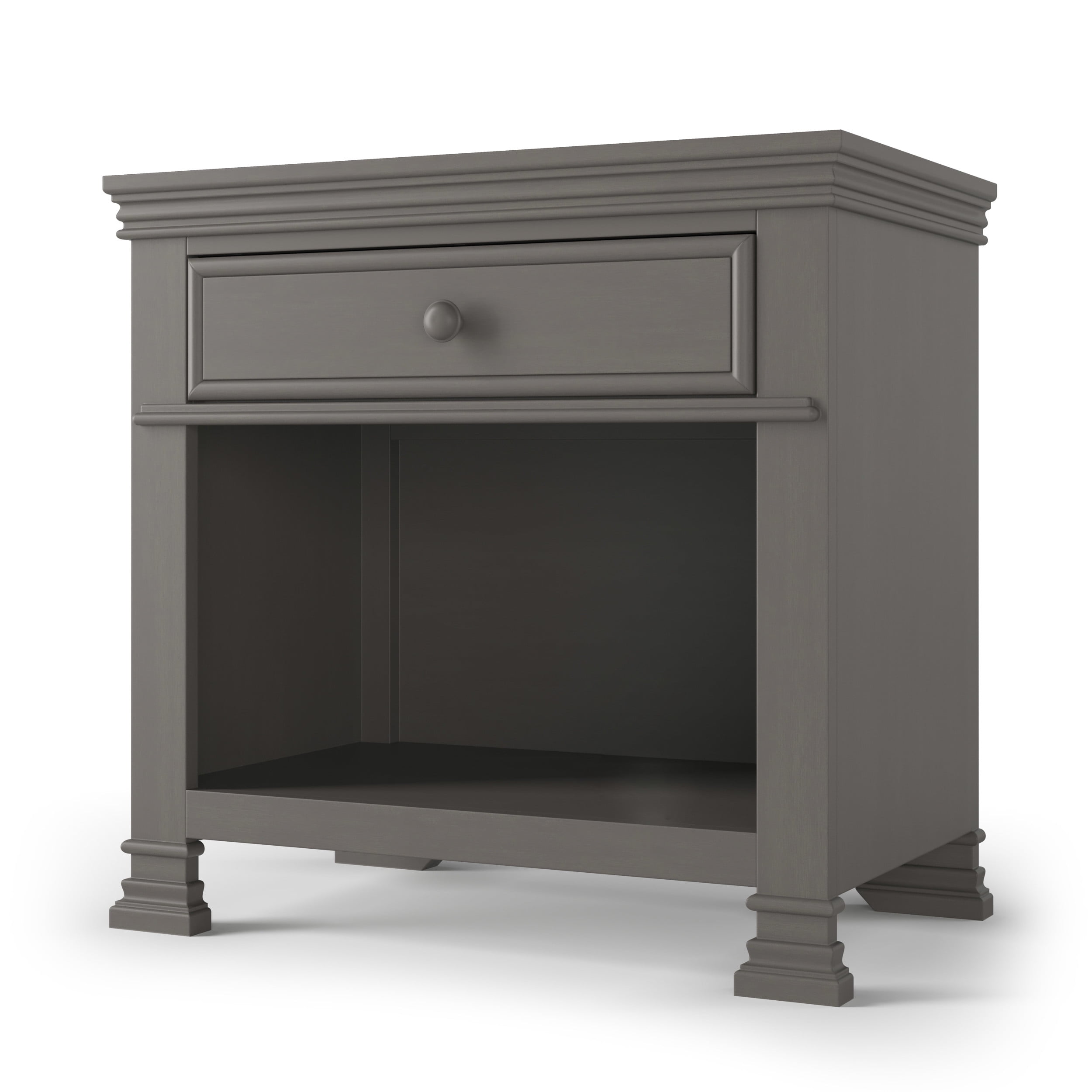 Chelsea Gray Pinewood 1-Drawer Nightstand with Open Shelf
