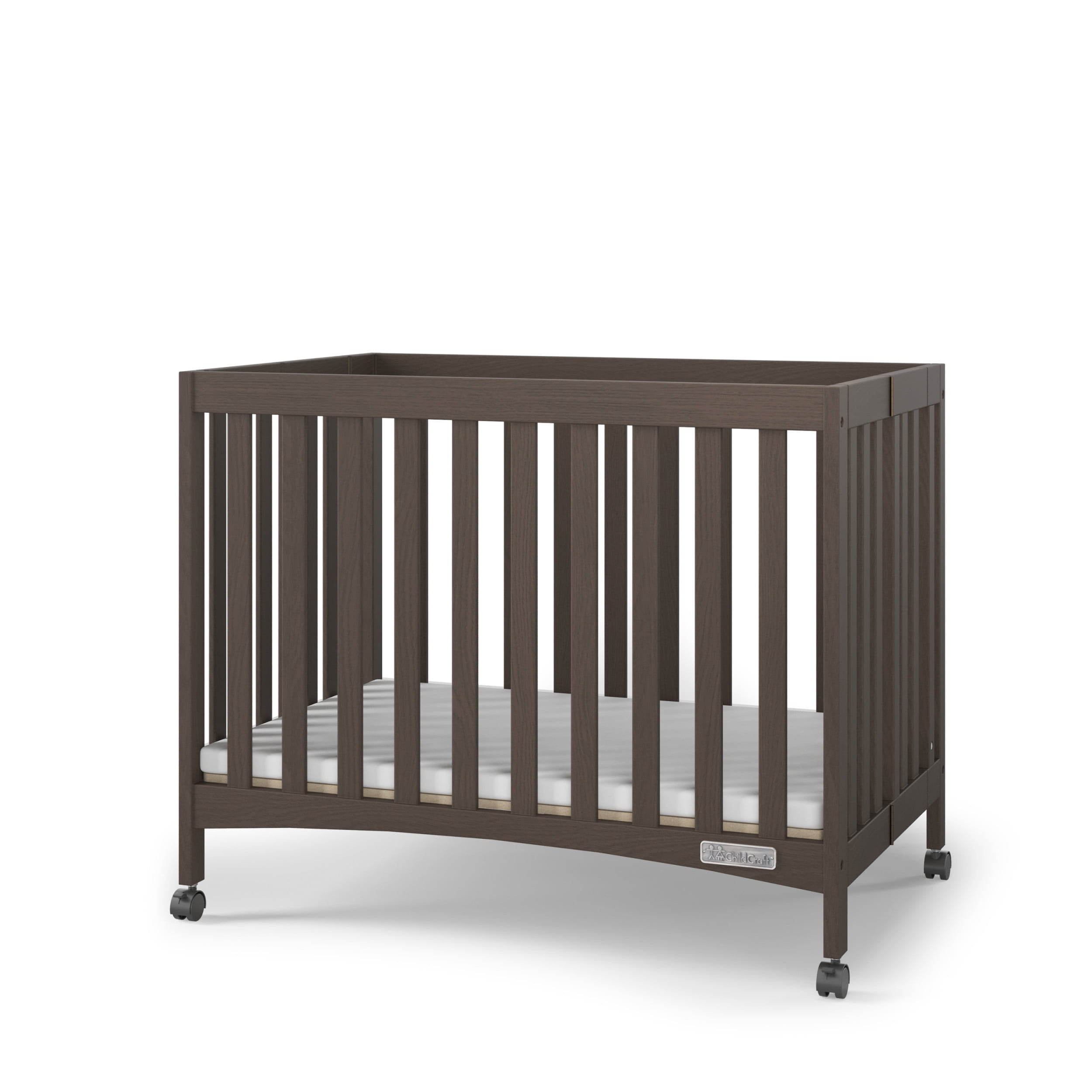 Child Craft London Folding Portable Mini Crib with 2 inch Mattress Dapper Gray Walmart