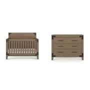 Child Craft Lucas Crib and Dresser Nursery Set, 4-in-1 Convertible Crib with 3-Drawer Dresser, Dusty Heather, 2-Piece