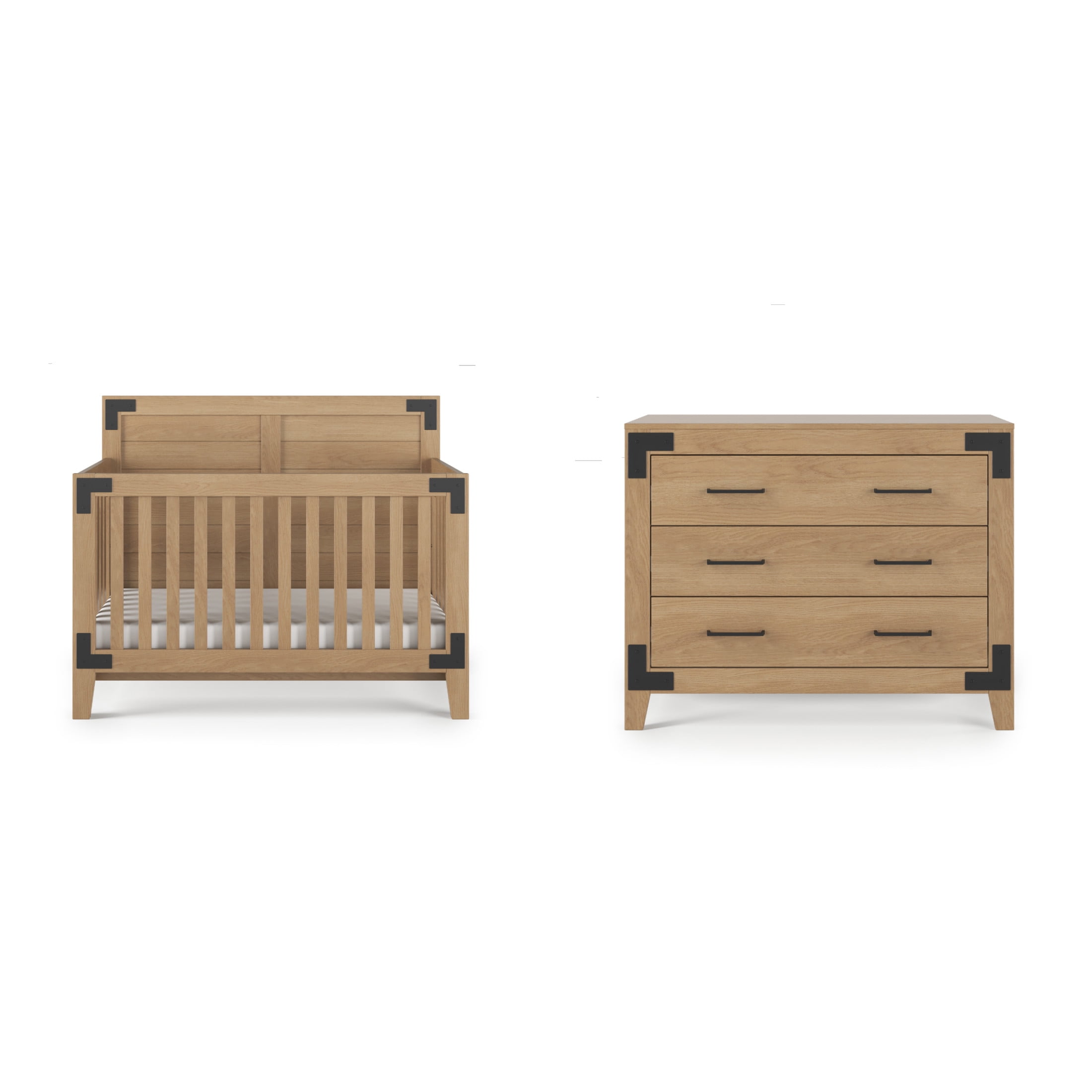 Child Craft Lucas Crib and Dresser Nursery Set, 4-in-1 Convertible Crib with 3-Drawer Dresser, Nutmeg, 2-Piece