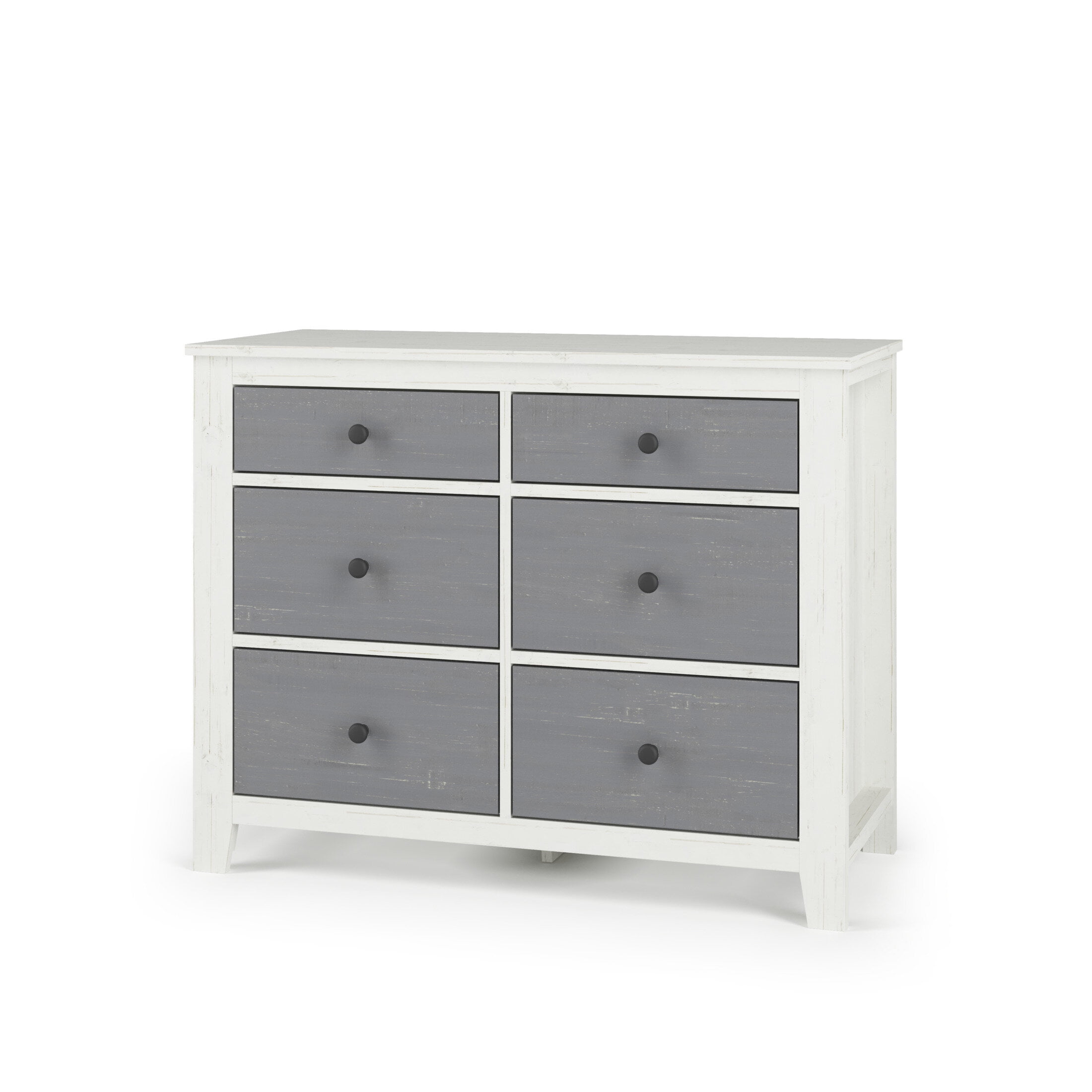 Ocean Grove Cottage Farmhouse 42" White/Gray Double Nursery Dresser