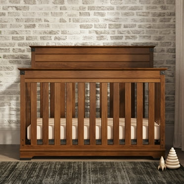 Child Craft Redmond 4-in-1 Convertible Crib, Rustic Iron Accents, 2 Mattress Heights, Coach Cherry