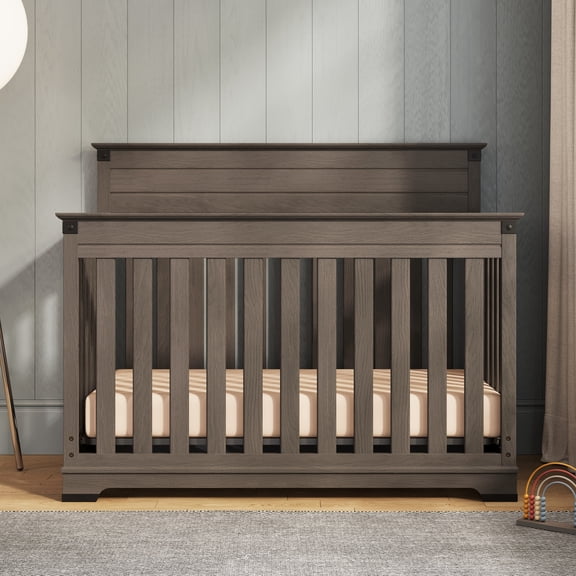 Child Craft Redmond 4-in-1 Convertible Crib, Rustic Iron Accents, 2 Mattress Heights, Dapper Gray