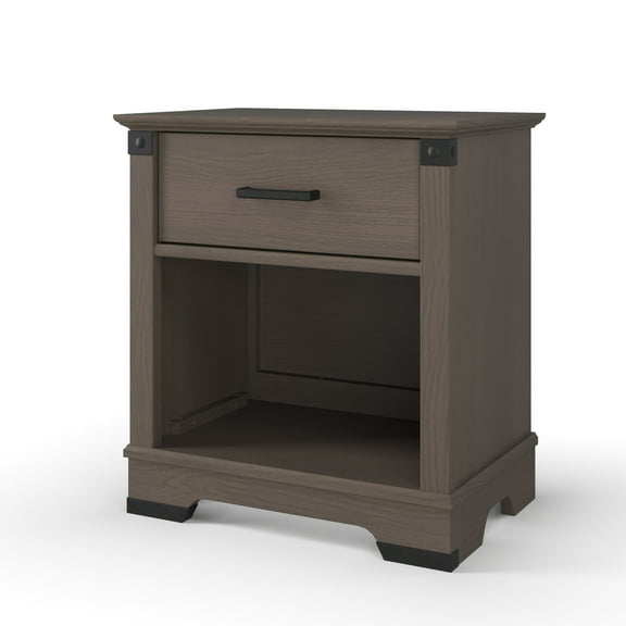 Child Craft Redmond Nightstand with Drawer & Cabinet Storage, Pine Wood Construction, Dapper Gray