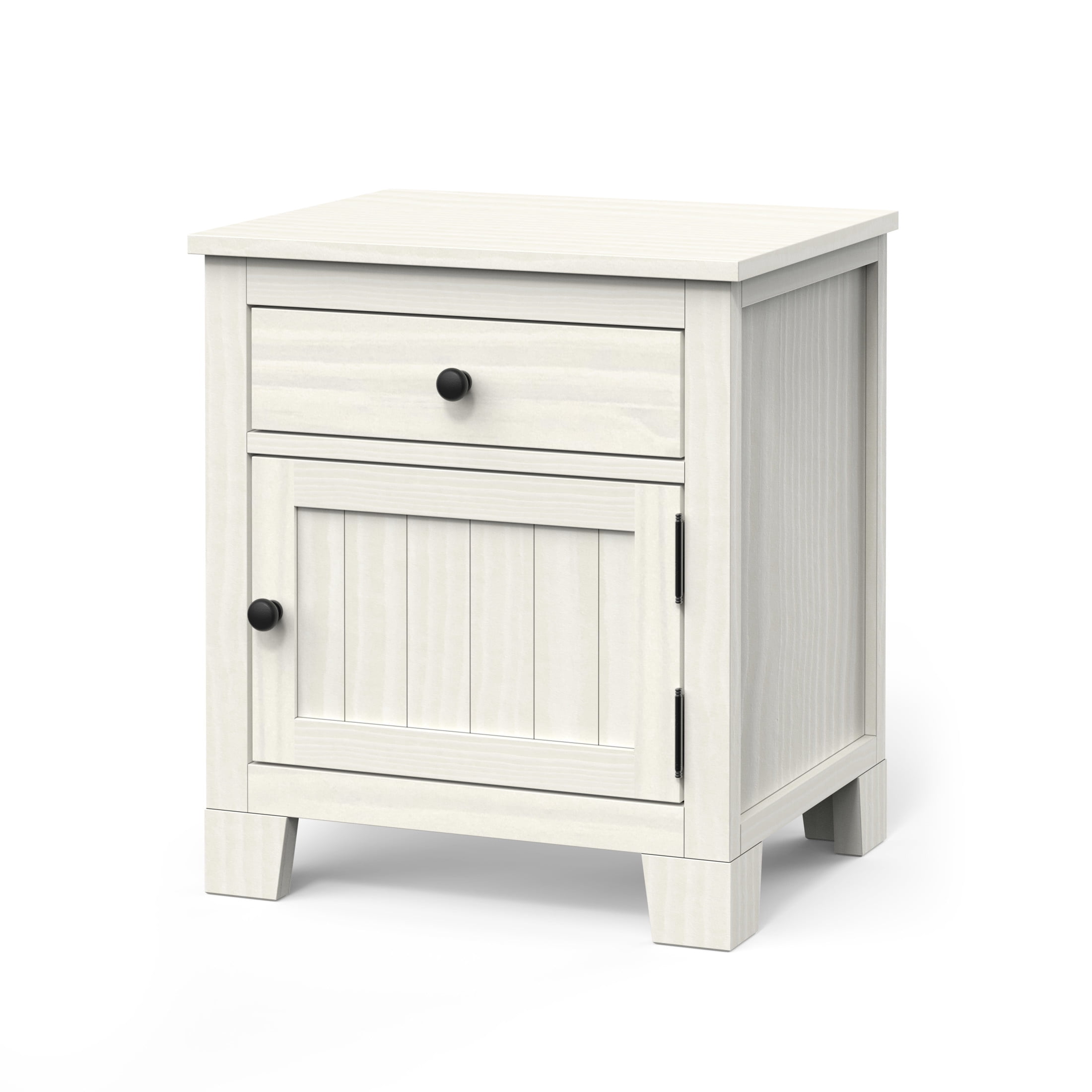 Child Craft Rockport Nightstand with Drawer & Cabinet Storage, Pine Wood Construction, Eggshell