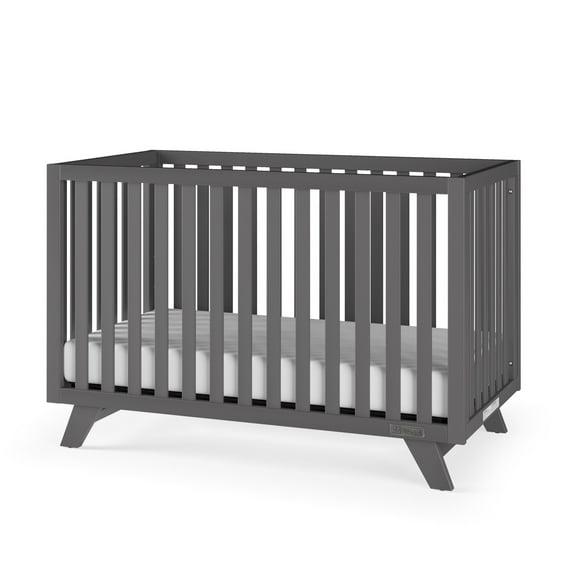 Child Craft SOHO 4-in-1 Convertible Crib, Canted Leg Mid-Century Design, 3 Mattress Heights, Cool Gray