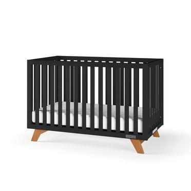 Child Craft SOHO 4-in-1 Convertible Crib, Canted Leg Mid-Century Design, 3 Mattress Heights, Ebony