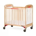 thumbnail image 1 of Child Craft Safe Haven Evacuation Compact Crib with 3" Mattress, ClearView Panels, 4" Wheels, Natural, 1 of 8