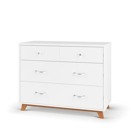 Child Craft Soho 42" Interlocking 3-Drawer Dresser for Nursery or Bedroom, Tip-Resistant, White/Natural