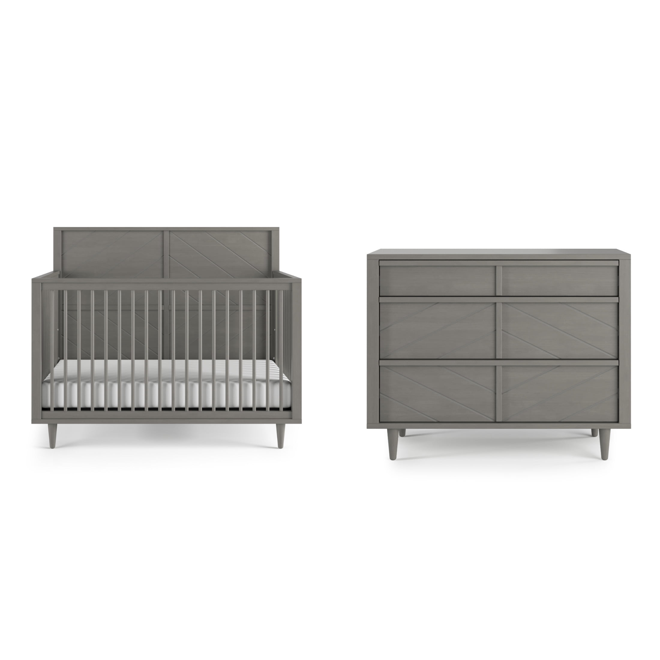 Child Craft Surrey Hill Crib and Dresser Nursery Set, 4-in-1 Convertible Crib with 3-Drawer Dresser, Lunar Gray, 2-Piece