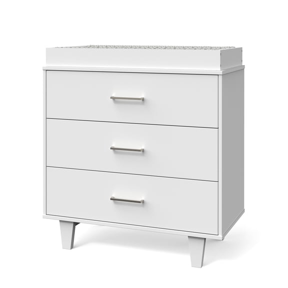 Child Craft Tremont 3-Drawer Dresser with Changing Table Topper, Anti-Tip Kit, Matte White