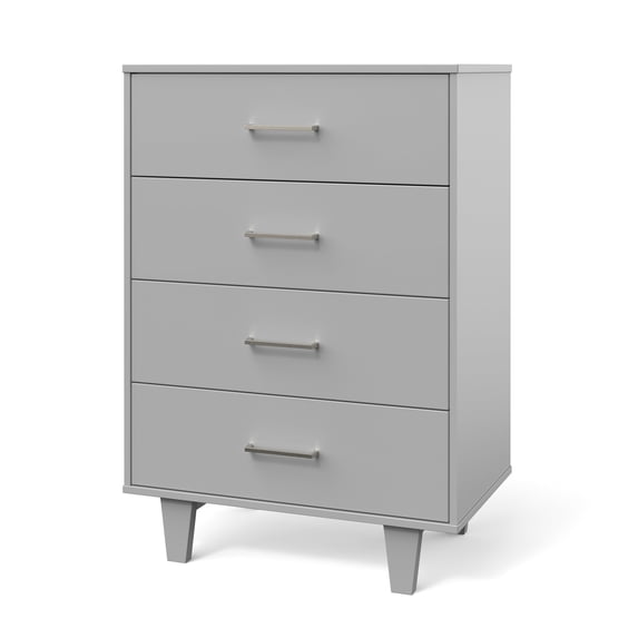 Child Craft Tremont 42" 4-Drawer Chest for Nursery or Bedroom, Mid-Century Style, Anti-Tip Kit, Gentle Gray