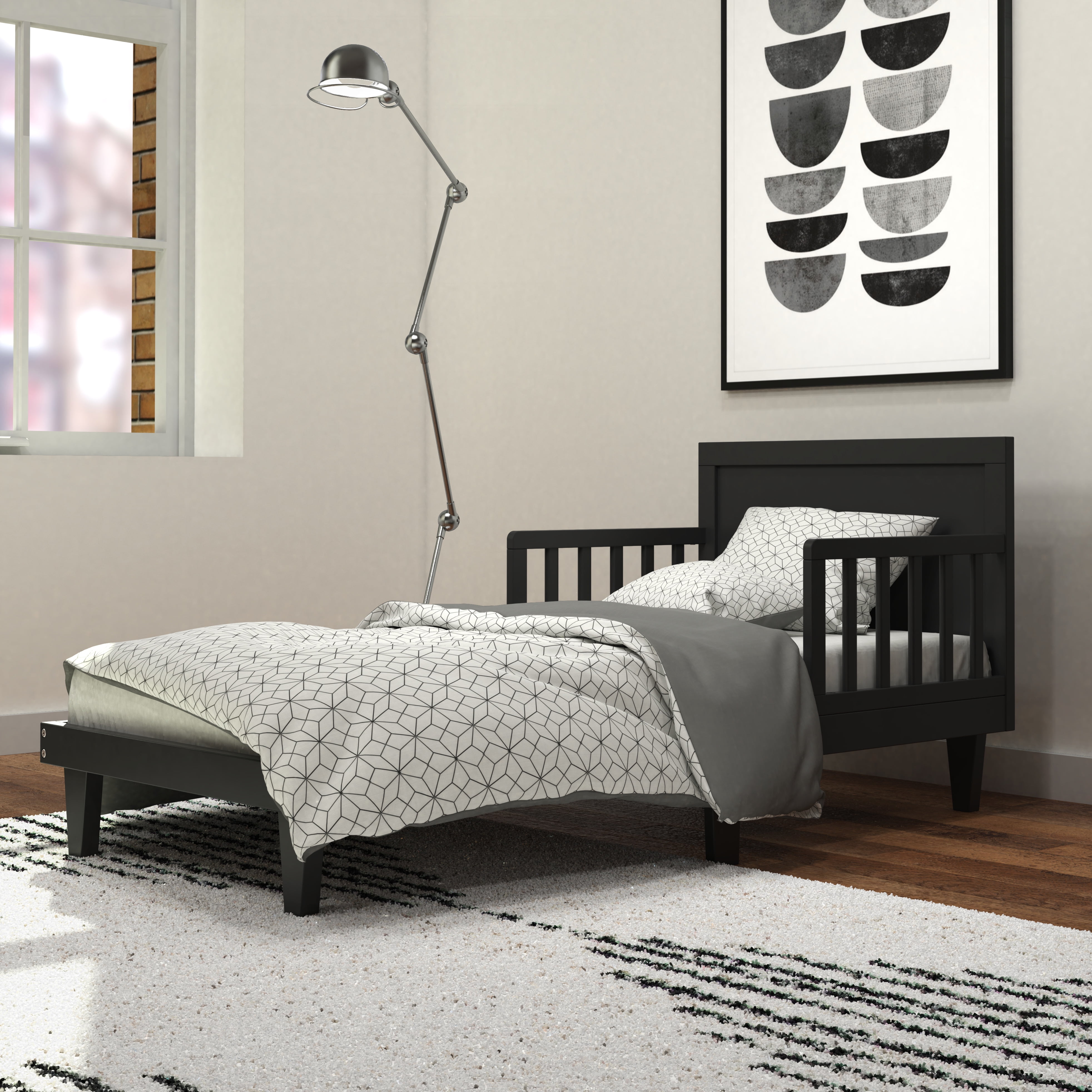 Child Craft Tremont Toddler Bed with Guard Rail, Ebony Black